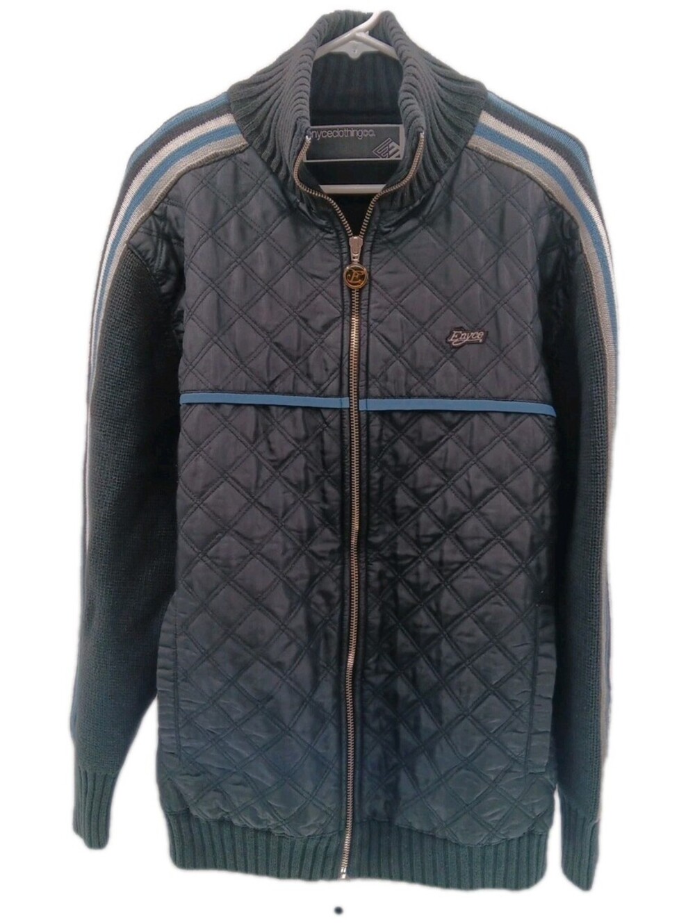 Vintage Enyce Jacket Mens XL Black Geometric Softshell Knit Hip Hop Y2K Street